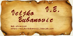 Veljko Bubanović vizit kartica